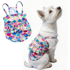 Funny Dog Swimwear Bikini Summer Dog Clothes Beach Swimsuit Puppy Bathing Suit Puppy Vest Cooling Pet Shirt for Small Dogs, Cat Apparel (Mermaid, Large)