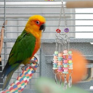 Zerodis Bird Toy, Metal+Acrylic Toy, Conures For Cockatiels Love Birds Parakeets