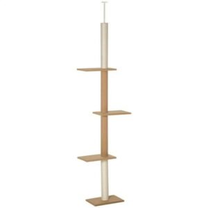 Resenkos Floor-to-Ceiling Cat Tree Cat Climbing Tower with Sisal-Covered Scratching Posts Natural Cat Tree Activity Center, Light brown