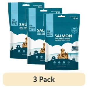 (3 pack) Fur Valley Pet Co. Freeze Dried Raw Salmon Treats & Topper for Dogs and Cats – 1 oz.