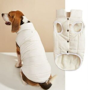 Namzi-b Windproof Dog Winter Jacket Dog Coat Warm Dog Vest Cold Weather Pet Apparel with 2 Layers Fleece Lined for Small Medium Large Dogs (M, White)