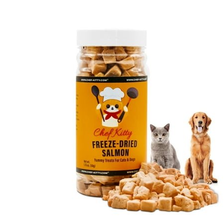 Chef Kitty Salmon Freeze Dried Treats for Cats and Dogs, 1.4 oz