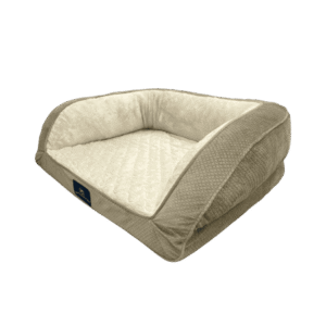 Serta Quilted Orthopedic Bolster Couch Cat & Dog Bed, Tan, Small