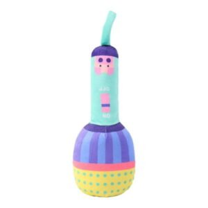 Squeaky Microphone Dog Toy, Soft Plush Singing Chew Doll for Puppies 1 Pack, Interactive Sound Teething Toy for Indoor Play Blue 8.7×3.1 Inch