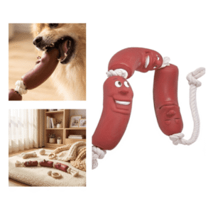 Dog Sausage Toy – Three-Section Durable Chew Toy for Dachshunds, Bulldogs, Shiba Inus, and Corgis – Fun Dental Toy for Teeth Cleaning and Interactive Play – (1Pc)