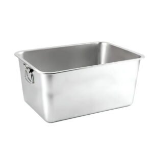 ACDANC Rectangle Stainless Steel Cat Litter Box Broken-resistant Low Entry Open Spacious Metal Litter Pan Pet Accessories