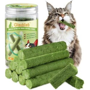 Cat Grass Snack, Cat Grass Sticks Naturally Dried Snacks for Cats for Hairball Removal and Dental Care, Catnip, Cat Grass Stick (50 g)