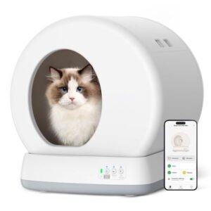 Osoeri Self-Cleaning Cat Litter Box, Automatic Cat Litter Box with APP Control, Safety Sensors, Odor Isolation & Health Monitoring
