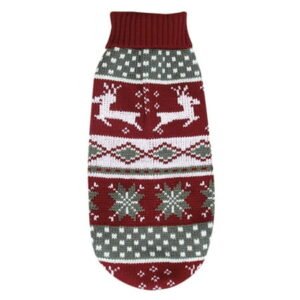 AOMPMSDX Winter Cartoon Dog Clothes Sweater Warm Christmas Pet Sweaters For Small Dogs Pet Clothing Pet Red Christmas Deer Print Antlers Pullover Sweater Puppy Apparel 6 Sizes Red XS