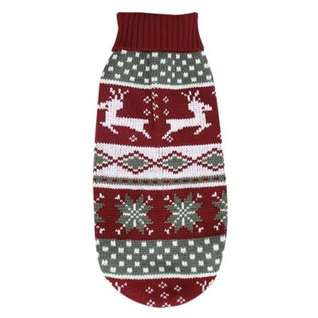 AOMPMSDX Winter Cartoon Dog Clothes Sweater Warm Christmas Pet Sweaters For Small Dogs Pet Clothing Pet Red Christmas Deer Print Antlers Pullover Sweater Puppy Apparel 6 Sizes Red XS