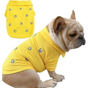 French Bulldog Embroidery Cotton Dog Shirts Pet Puppy T-Shirt Clothes Outfit Apparel Coats Tops