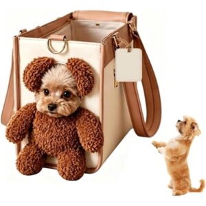 Dog Purse Carrier for Small Dogs and Cats, Teddy Bear Dog Carrier Bag with Wide Shoulder Strap, Soft Pet Tote Bag for Travel Shopping Walks Vet Visits (S)
