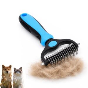 Dematting Comb for Dogs and Cats, Double-Sided Pet Grooming Tool for Loose Hair, Tangles, Mats and Undercoat