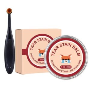 Puppy Tear Stain Remover Balm with Brush, Gentle Dog Eye Cleaner for Daily Pet Grooming, Suitable for Home, Travel, Grooming Salons & Vet Clinics