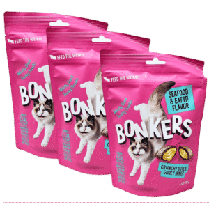 Bonkers Seafood Flavor Crunchy Cat Treats, 6.3oz (Pack of 3)
