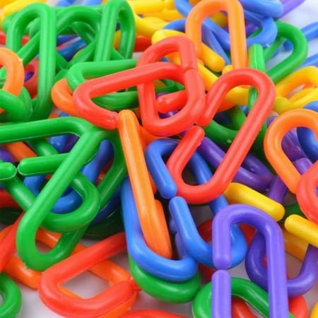 100pcs/200pcs Plastic Chain Link Bird Toys, Mixed Colors Rainbow DIY C Clamp Chain Hook, Swing Climbing Cage Toy For Parrot Bird