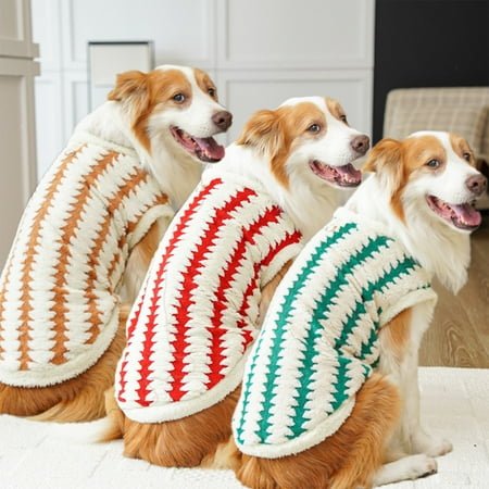Dog Sweater for Large Breeds 1PC Winter Fleece-Lined Pet Apparel Cozy Polyester Outerwear for Cold Weather Comfort(Coffee)