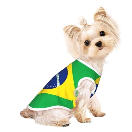 Dog Shirt for Small Dogs & Cats, Flag Of Brazil Puppy Clothes Breathable Pet T-Shirts Dog Apparel Large