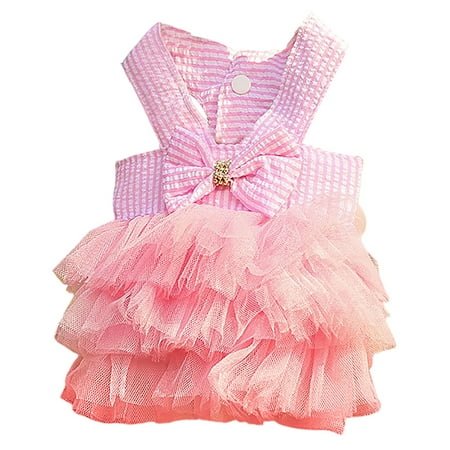 Dog Dresses for Small Dogs – Cute Summer Princess Tutu Outfit with Bow for Chihuahua, Yorkie & Puppies – Girl Dog Clothes & Kitten Apparel
