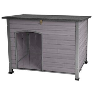 Aivituvin Indoor Outdoor Dog House,Anti-Chewing Iron Frame Dog Kennel,Wood Warm Pets Home,Weatherproof Outside Shelter