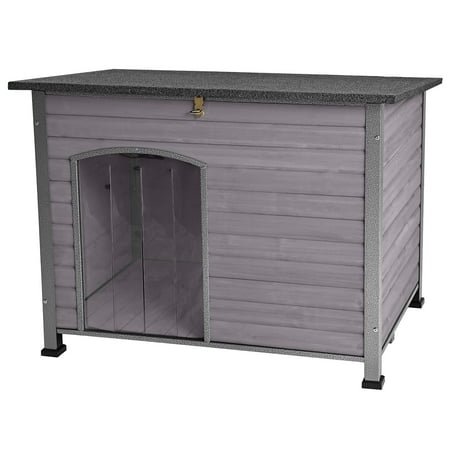 Aivituvin Indoor Outdoor Dog House,Anti-Chewing Iron Frame Dog Kennel,Wood Warm Pets Home,Weatherproof Outside Shelter