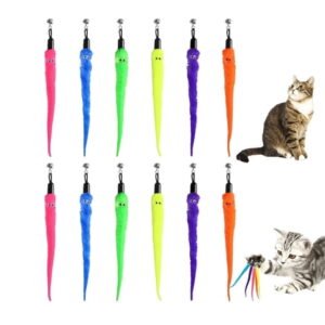 BESTSKY Cat Worm Toy Refills Set with Teaser Toys,Assorted (12 Pack)
