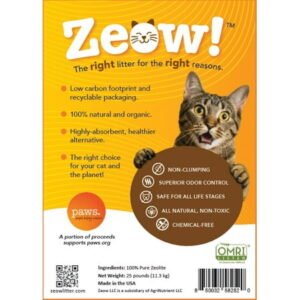 Zeow Non-Clumping, Organic, All-Natural Zeolite, Low Dust Cat Litter, 25 lb Pail