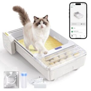 Robotail Extra Large Open-Top Self-Cleaning Cat Litter Box, Smart Tray for Multi-Cat, App Control & Health Monitor
