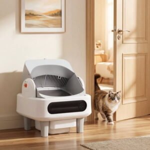 U-HOMY Automatic Self-Cleaning Litter Box, Open Top Cat Litter Box with App Control and 11L Capacity for Multiple Cats