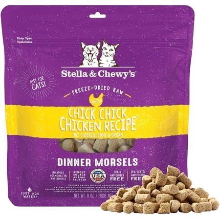 Stella & Chewy’s Freeze-Dried Morsels for Cats – Chick, Chick, Chicken – 8 Ounce Bag