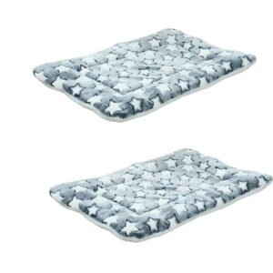 AUQ 2Pcs Chew Proof Dog Bed Maintains Warmth Dog Crate Pad Ultra-Soft Fabric Crate Pads for Dog Cages Style4