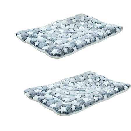 AUQ 2Pcs Chew Proof Dog Bed Maintains Warmth Dog Crate Pad Ultra-Soft Fabric Crate Pads for Dog Cages Style4