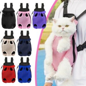 Outoloxit Pet Backpack for Dogs and Cats, Outdoor Mesh Breathable Carrier with Ergonomic Shoulder Straps and Clear View Window