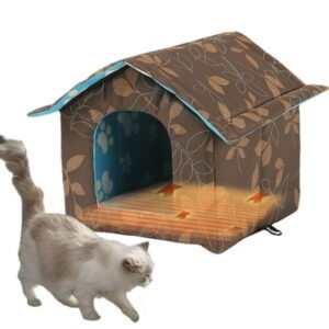 Winter Self-Warming Pet House 13.77×12.99×11.81in – Waterproof Insulated Shelter for Cats Dogs