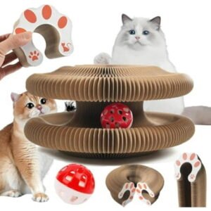 Kitty Cat Kurlz Toy, Marlene Kitty Cat Kurlz, Kitty Curlz Cat Toy, Marlene’s Pet Store Kitty Cat Kurlz, Magic Cat Toy, Foldable Accordion Cat Toy, Recyclable Cat Scratcher with Ball