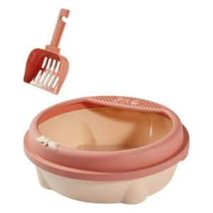 Bvdfgk Cat Litter Box Cage Accessories Splashproof Open Top Kitty Litter Tray Cat Potty Pink Large