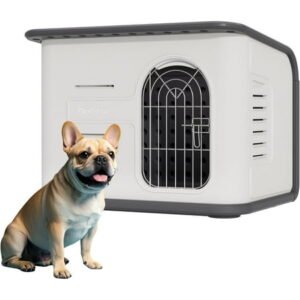 Double-Wall Plastic Dog House Outdoor Indoor,Insulated Double-Reinforced Dog House Waterproof for Small-Medium Dogs,Durable Puppy Shed with Elevated Floor & Air Vents,Easy Install and Clean