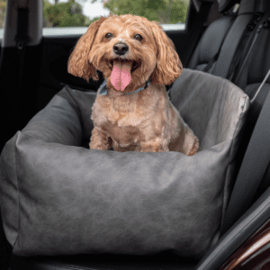 PupProtector? Faux Leather Memory Foam Dog Car Bed – Slate Gray