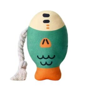 Green Realistic Bighead Fish Squeaky Dog Toy For Puppies Plush Chew Toy For Teeth Cleaning Boredom Relief Interactive
