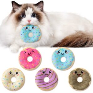 Haooryx 5 Pack Donut Catnip Toys for Cats, Soft Interactive Plush Kitten Gifts