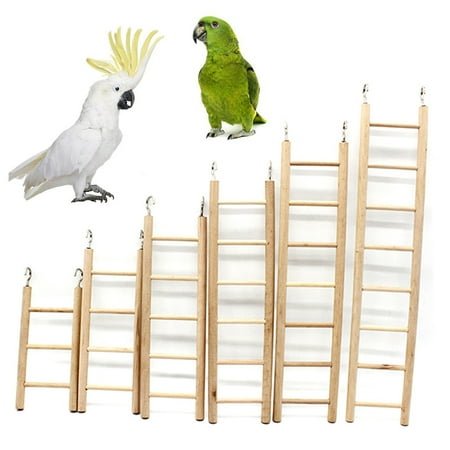 opvise 3/4/5/6/7/8 Steps Wooden Pet Bird Parrot Climbing Hanging Ladder Cage Chew Toy Wood Color 8 Steps