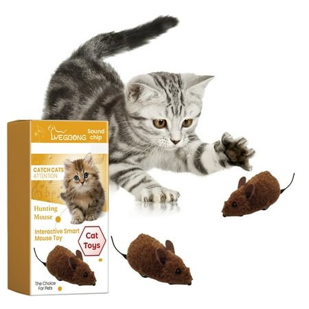 2PCS Interactive Cat Toys for Indoor Cats, Cat Mouse Toys with Electronic Realistic Squeaky Sound, Automatic Moving Kitten Toys Electric Mice Toy Self Play Exercise