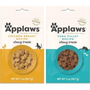Applaws Natural Grain-Free Chewy Cat Treats in 2 Flavor Bundle: 1 Tuna Fillet Recipe and 1 Chicken Breast (2 Bags Total, 2 Oz Each)