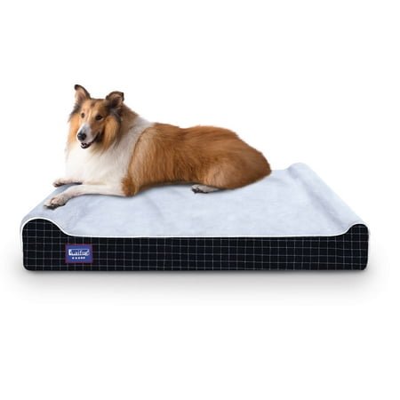 Laifug Extra Large Dog Bed with Orthopedic Memory Foam, Dog Pillow, Waterproof Liner & Washable Cover (Gray)