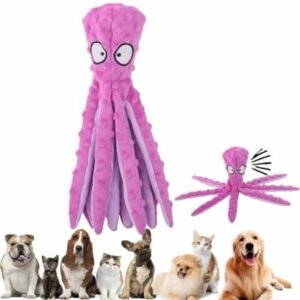 Purple Plush Octopus Dog Toy With Squeaker Safe Material For Chewing And Tugging Interactive Puzzle Toy For Pets In Purple Color Machine Washable Cotton Dog Toy