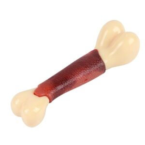 L Nylon Tpr Composite Dog Chew Toy Bone Shape Realistic Ribbed Teeth Cleaning Meat Flavored