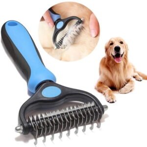 1pc Double Sided Pet Grooming Tool for Shedding and Dematting – Stainless Steel Dog Comb with Effective Results