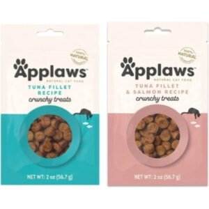 Applaws Natural Grain-Free Crunchy Cat Treats in 2 Flavor Bundle: 1 Tuna Fillet & Salmon Recipe and 1 Tuna Fillet (2 Bags Total, 2 Oz Each)