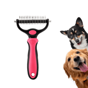 The Pet Pro Grooming Tool, Dematting Comb for Dogs and Cats, Undercoat Rake Pet Brush for Long Hair Gentle Shedding (1PC Pink)