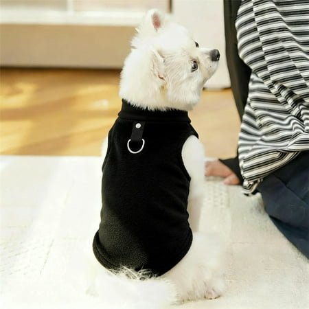 Warm Fleece Dog Vest with Integrated Leash D-Ring, Soft Winter Pet Sweater Coat for Small Medium Dogs and Cats, Machine Washable Cold Weather Puppy Apparel